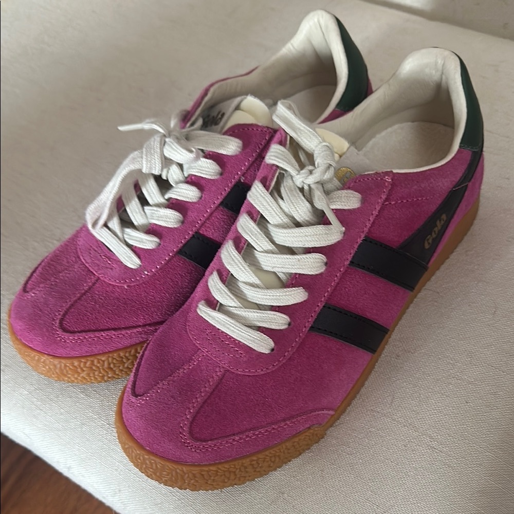 Gola Fuchsia Suede Sneakers with Black Accents